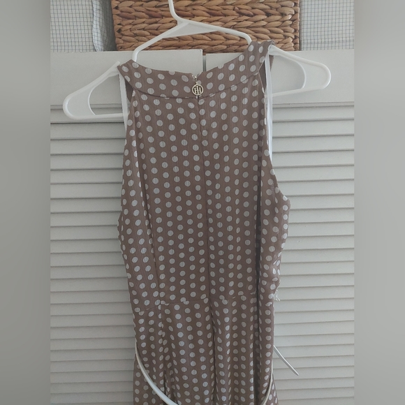 TOMMY HILFIGER Womens Tan Belted Lined Sleeveless Midi Fit + Flare Dress-6 - Picture 6 of 8